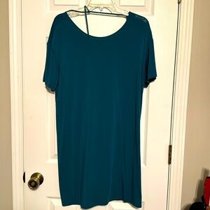 Fabletics Teal Green Jersey Open Back Shirt Dress